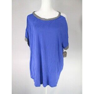 Secret Treasures Sleepwear Blue Gray White PJ Top XL Rayon Spandex NWT 28-373